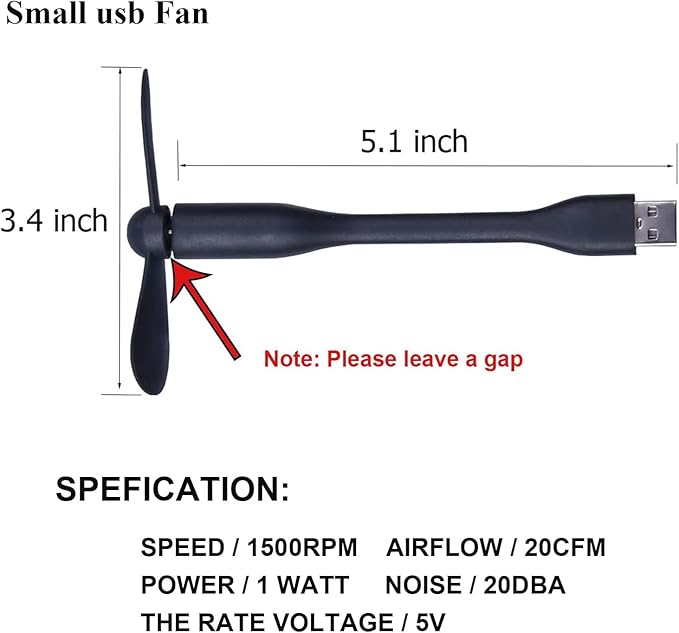 Soseelnee Mini USB Fan, Portable Pocket Fan USB-A Powered Little Cooler, Quiet Operation, for Home Office Car Outdoor Travel- 4 Pack (2 Black+ 2 White)