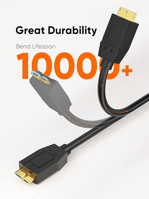 CableCreation USB C to Micro B Short Cable 1FT *3, 10G Micro B to USB C External Hard Drive Cable for iPhone 15/16/17,Samsung Galaxy S24,Seagate WD Westgate My Passport,MacBook Pro/Air, iPad/Tablet