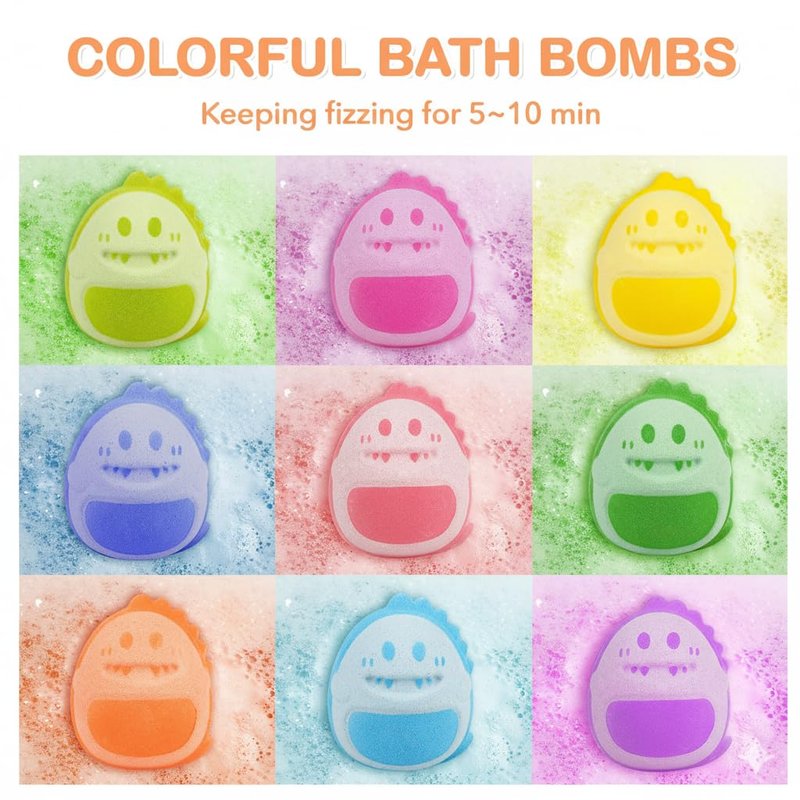 Dinosaur Bath Bomb Gift Set 9 Packs for Girls and Boys, Handmade and Nature Bath Bombs with Surprise for Kids, Perfect for Bubble Bath, Christmas Birthday Gifts for Kids Toddler Women