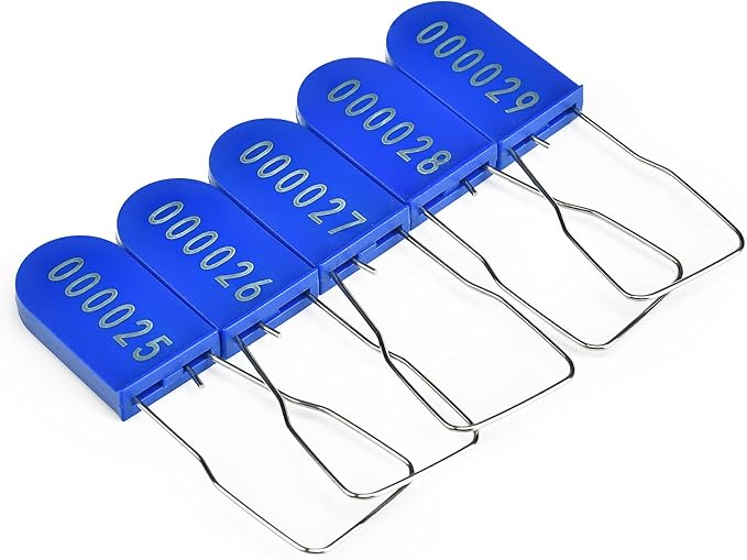 LeadSeals 1000PCS Plastic Padlock Security Seals Metal Wire Padlocks Electric Meter Lockout Tags Disposable Anti-Tamper Lock Numbered Anti Tamper Tags Blue