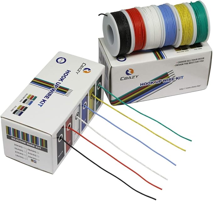 CBAZY Hook up Wire Kit (Stranded Wire Kit) 18 Gauge Flexible Silicone Rubber Electric Wire 6 Colors 16.4 feet Each 18 AWG