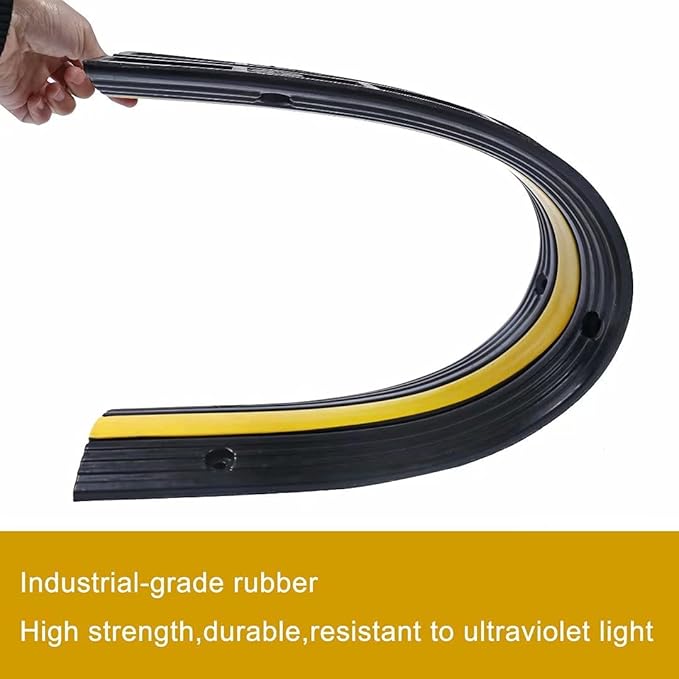 YONSHENG Rubber Cable Ramp Cord Cover Cable Protector Ramps Wire Hose Protective 1 Channel 22000Lbs Load Capacity Traffic Speed Bump for Asphalt Concrete Gravel Driveway Indoor Outdoor, 5 Pack