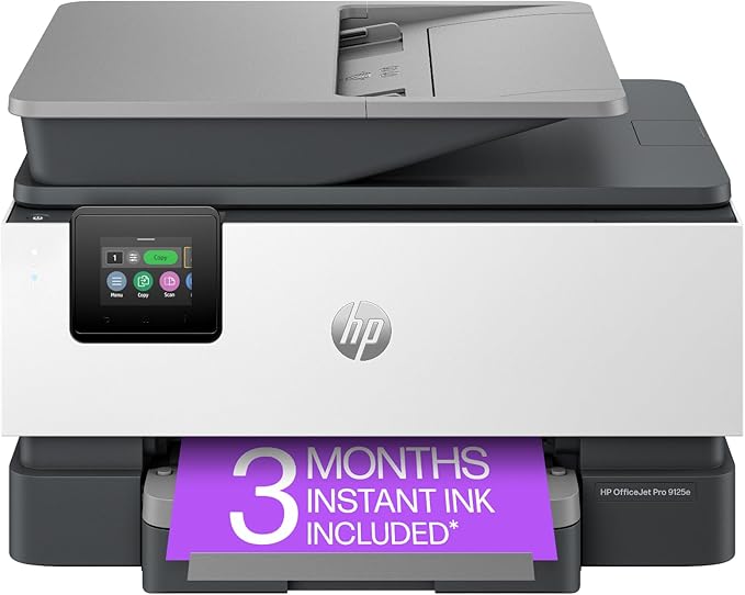 HP OfficeJet Pro 9125e Wireless All-in-One Color Inkjet Printer, Print, scan, copy, fax, ADF, Duplex printing best-for-office, 3 month Instant Ink trial included, AI-enabled (403X0A)
