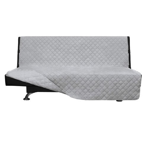 Easy-Going Futon Sofa Slipcover - Reversible Armless Couch Cover - Water Resistant for Pets & Kids (Light Gray/Light Gray)