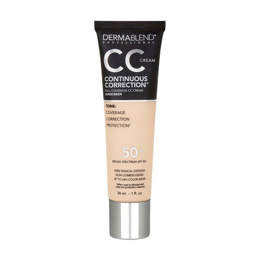 Dermablend Continuous Correctionâ„¢ Tone-Evening CC Cream Foundation SPF 50+, Full Coverage Foundation Makeup & Color Corrector, Non-Comedogenic , 1 Fl Oz (Pack of 1)
