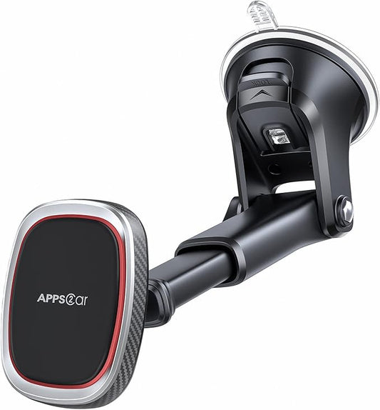 APPS2Car Magnetic Phone Mount, Dashboard Windshield Suction Cup Car Phone Holder Phone Mount with 6 Strong Magnets, Adjustable Telescopic Arm, Compatible with iPhone/Air/Pro/Max/All Smart Phones
