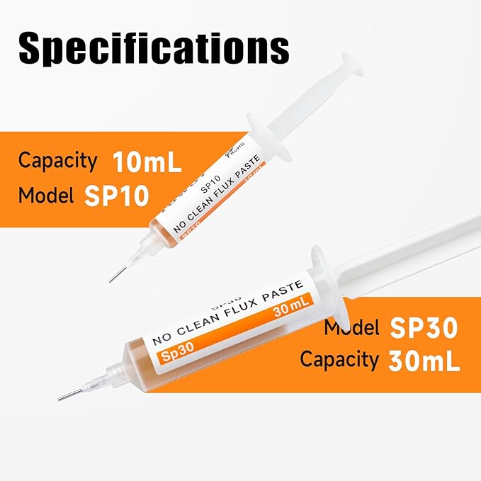 TOWOT No-Clean Soldering Flux Paste for Electronics, 10 ml, Pneumatic Dispenser with Plunger & Dispensing Tip