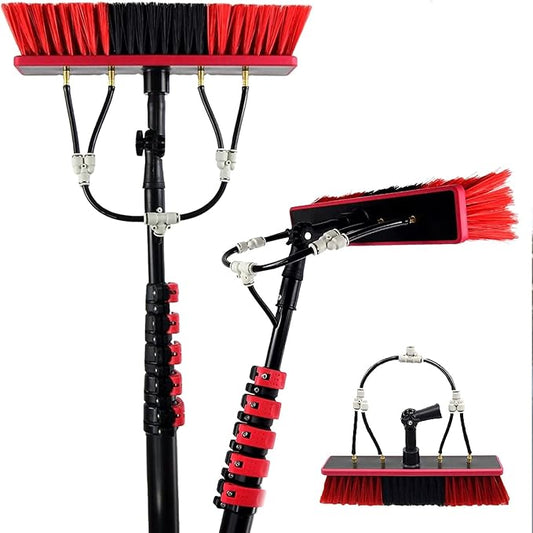Window Cleaning Pole, Water Fed Telescopic Window Cleaning Brush, Extendable Cleaner Roof Cleaning Tools Window Cleaner Kit for Photovoltaic Panel, Trucks, Bus, Cars,24ft/7.2m-35cmBrushhead