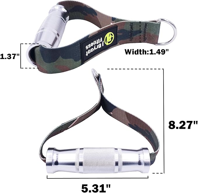 J Bryant Fitness Metal Gym Handles for Cable Machine Attachment Heavy Duty Aluminum Alloy Handle Grips Durable Workout Handles for Resistance Bands Pulley LAT Pulldown System (Camouflage)