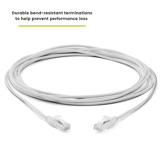 TRUECABLE Cat6 Component Rated Patch Cable, Unshielded (U/UTP), 14ft, White, 28AWG Stranded Pure Copper, Snagless 10G High-Speed Ethernet Cable, PoE++ 4PPoE 100W, UL Listed, RoHS-3, 1 Pack