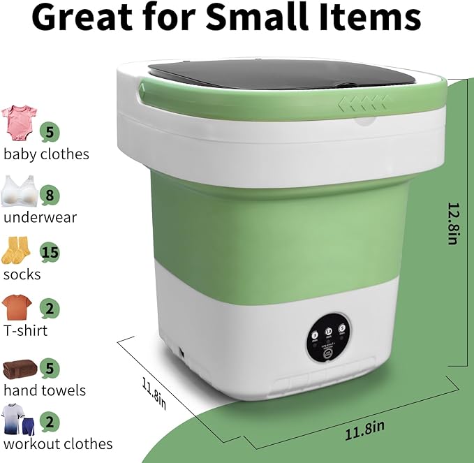 Portable Washing Machine, 16L Upgraded with Spin Basket Laundry Machine, 3 Cleaning Modes Suitable for Small Clothes, Foldable Design Ideal for Hotel, Campain, Apartment and Home