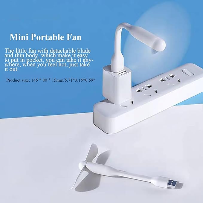 Soseelnee Mini USB Fan, Portable Pocket Fan USB-A Powered Little Cooler, Quiet Operation, for Home Office Car Outdoor Travel- 4 Pack (White)