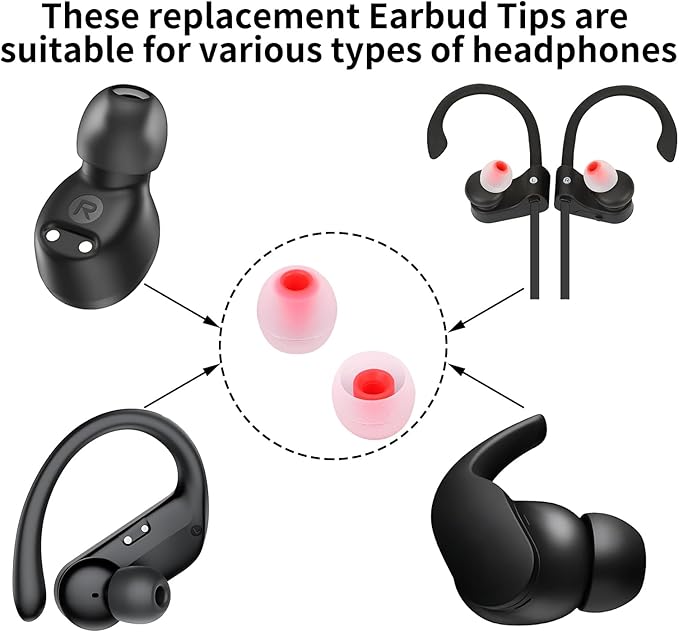 TSZYYM Earbud Tips Ear Bud Tips Soft Anti Slip Washable and Reusable Silicone Replacement Earbud Tips Fit Most in-Ear Earbuds(Inner Hole 3.8mm -5.1mm) 18pcs S M L
