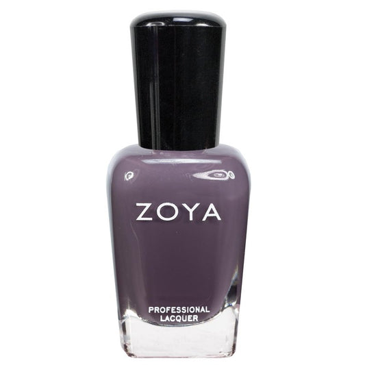 ZOYA Petra Nail Polish, Dark Smoky Dusky Gray Cream Polish with Purple Undertones, Cool-Tone Vampy Color, Big10Free Vegan, 0.5 fl oz