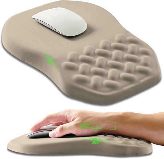 Armanza Ergonomic Slope Mouse Pad Wrist Support, Wrist Rest Mousepad for Carpal Tunnel Pain Relief with Massage Bulge and Slow Rebound Memory Foam (12x8 inch, Apricot)