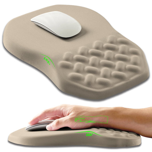 Armanza Ergonomic Slope Mouse Pad Wrist Support, Wrist Rest Mousepad for Carpal Tunnel Pain Relief with Massage Bulge and Slow Rebound Memory Foam (12x8 inch, Apricot)