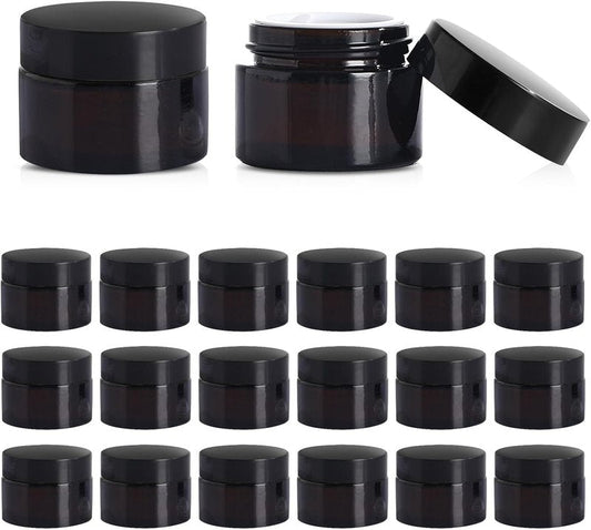 Amber Glass Jars - 1 Oz Refillable Airtight Containers for DIY | 36 Pack for Creams, Lotions, Candles, and More