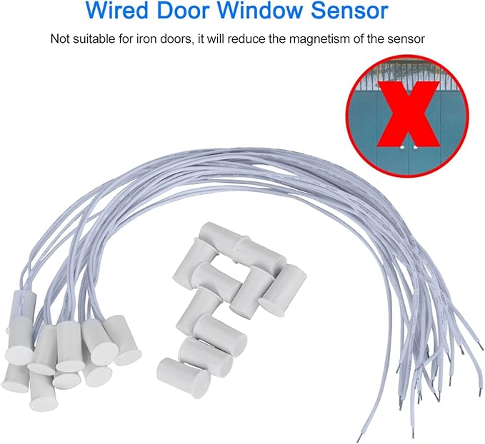 10 Pack Magnetic Contacts Switch, NC Recessed Wired Window Door Contact Sensor for Home Security Alarm Systems, 10PCS, White