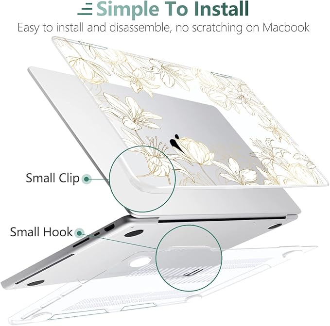 DONGKE Compatible with MacBook Pro 16 Inch Case (2026-2021 Release, M5 M4 M3 M2 M1 Pro/Max Chip), Plastic Hard Shell Cover with Keyboard Cover & Screen Protector for MacBook Pro 16", Gold Floral