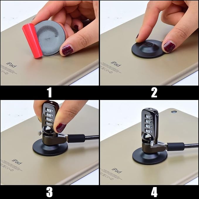 I3C Anchor Plate Adhesive Security Plate, Laptop Lock Plate with Slot, Universal Lock Plate for Laptop, Monitor, Smart Phone,Tablet, Other Electronic Products 4 Pack (Black)
