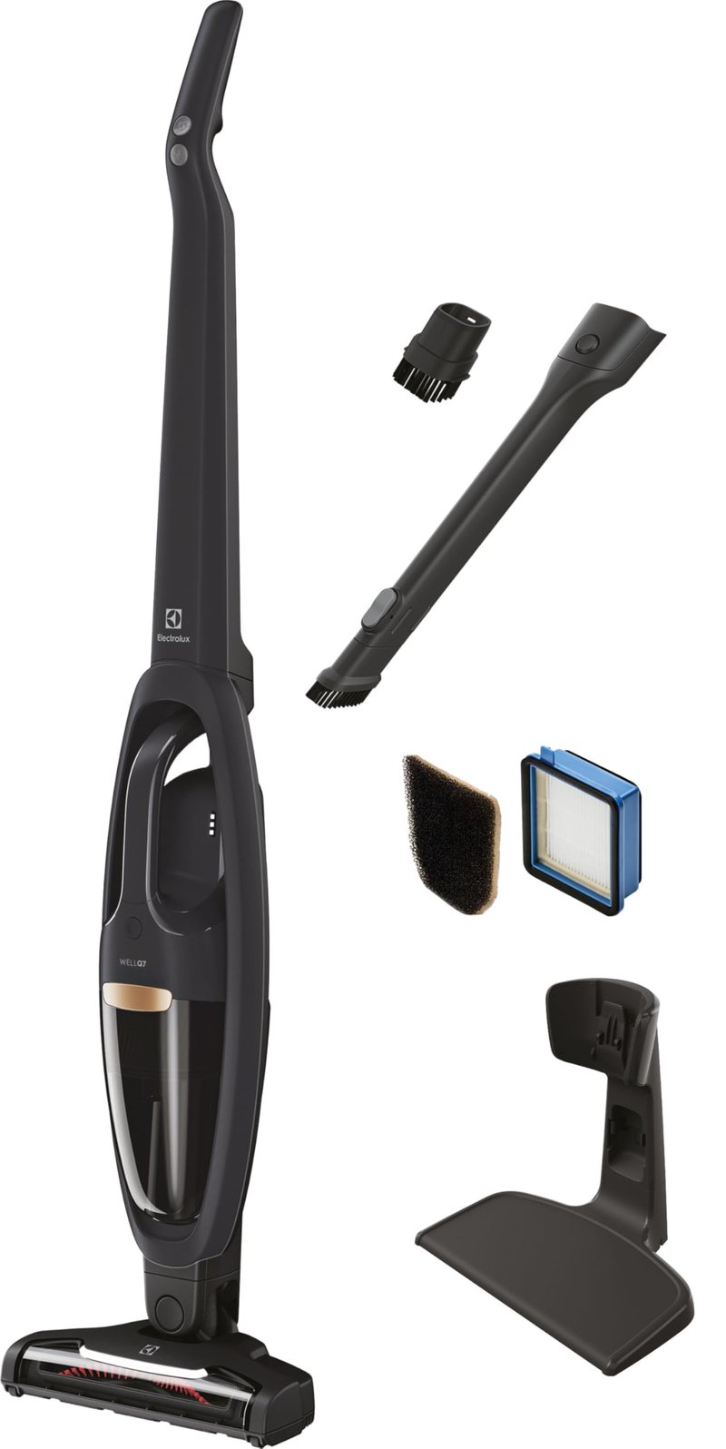 Electrolux WellQ7 Cordless 2-in-1 Vacuum with High Suction Power and 5-Step Filtration System, 50-Minute Run Time, 2 Power Modes, Granite Gray