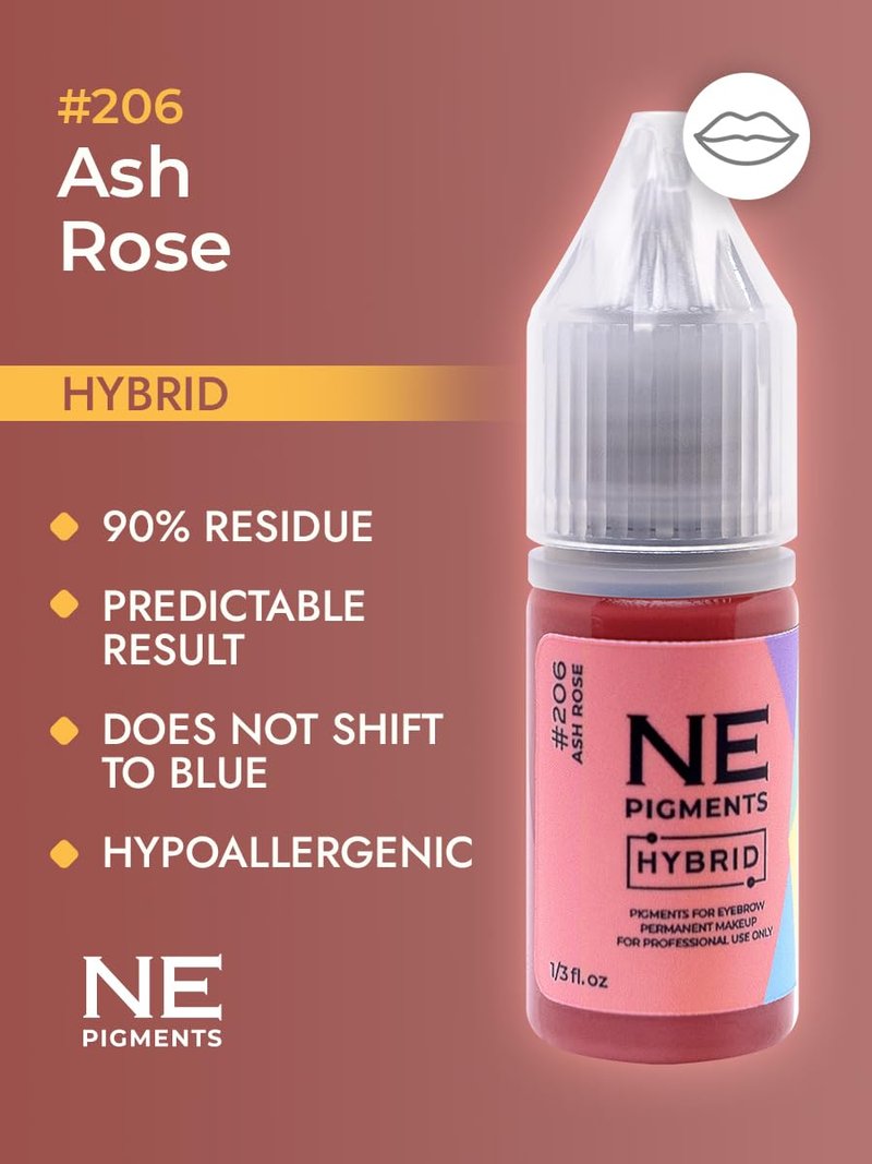 NE PIGMENTS #206 Ash Rose - By Elena Nechaeva - Lip Pigment - Permanent Makeup - Professional Tattoo Ink