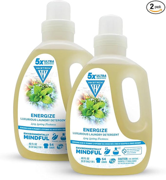 Hiketron Energize Liquid Laundry Detergent, 5x Ultra Concentrated, Tough Stains, Long Lasting Scent (80 Fl Oz, Pack of 2)