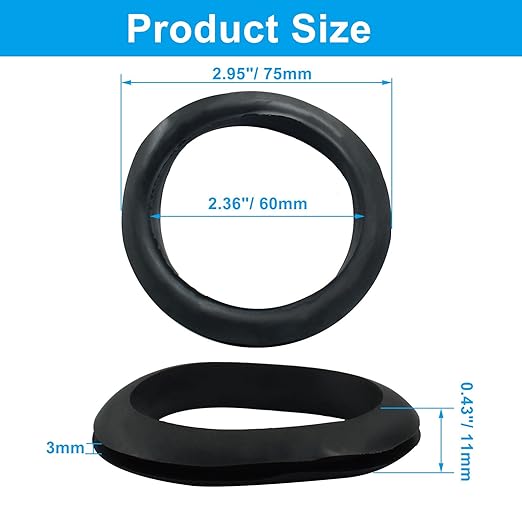 Kyuionty 6 Pcs Rubber Grommets, 2-3/8" Inside Diameter 2-1/2" Drill Hole Rubber Wire Grommets O Ring Grommets for Wire, Firewall, Cables, Plugs, Automotive