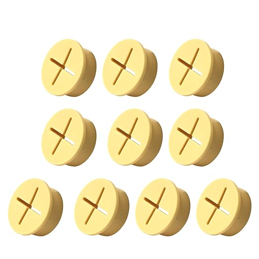 EASYEAH 10Pcs Desk Grommet, 3/4" (20mm) Yellow Silicone Cord Hole Cover, Flexible Rubber Wire Grommets, Wall Grommets for Cables Management, Table, Countertop, Cabinets and Furnitures Wire Organizer