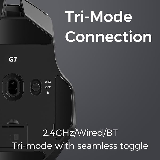MCHOSE G7 Lightweight Ergonomic Wireless Mouse, PAW3311 12K DPI Sensor, Tri-Mode Connection, Wireless/Wired 1K Polling, 55g Weight, 800mAh Bettery (White)