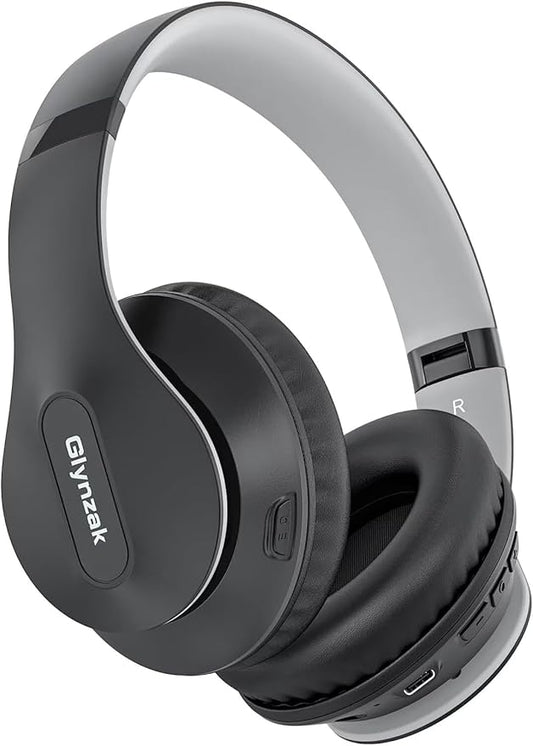 Glynzak Wireless Bluetooth Headphones Over Ear 65H Playtime HiFi Stereo Headset with Microphone and 6EQ Modes Foldable Bluetooth V6.0 Headphones for Travel Smartphone Computer Laptop