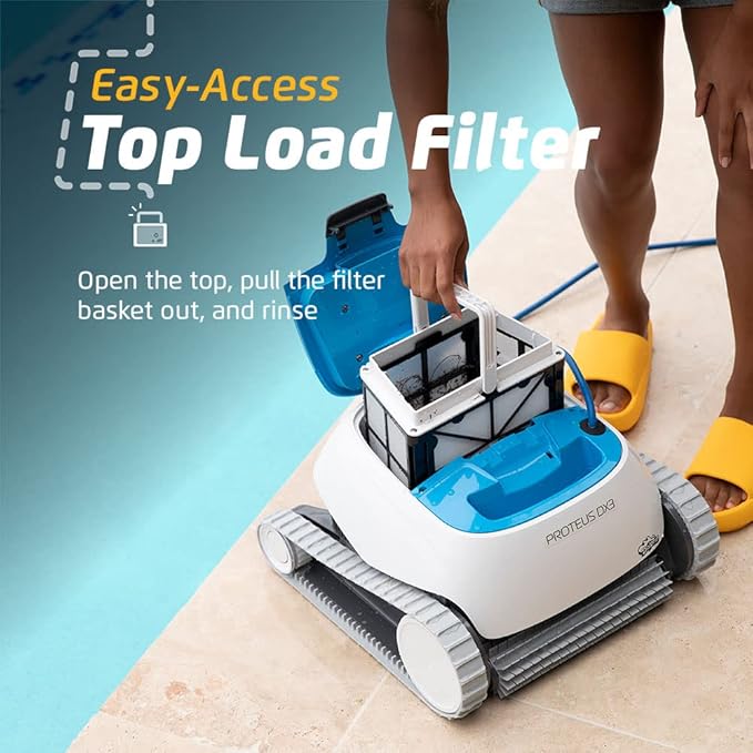 Dolphin Proteus DX3 Automatic Robotic Pool Vacuum Cleaner, Wall Climbing, Active Scrubber Brush, Ideal for In-ground Pools up to 33 FT in Length