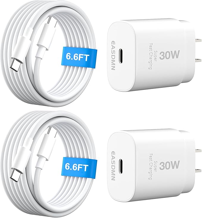 30W USB C i Phone 17 16 15 Charger Fast Charging, 2PACK Wall Charger for iPhone 16 15 Pro Max Charger Cord 6.6FT Fast Type C Block for iPhone 17 Pro Max/17 Air/16/15 Plus/15 Pro Max,i Pad Pro/Air