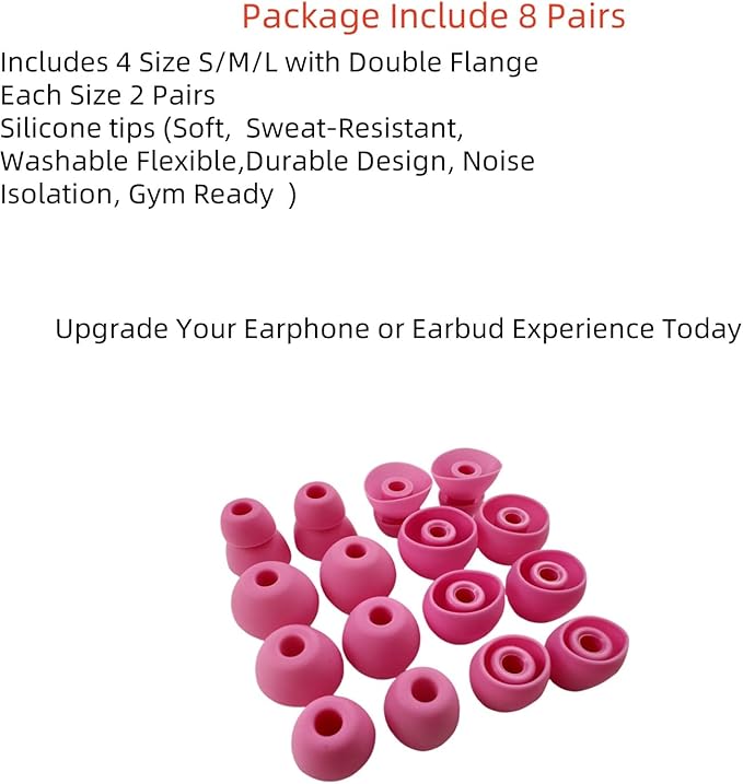 Aginkgo Replacement Ear Tips for Beats Urbeats2.0 Tour2.0 ibeats Beats x, Beats Flex Secure Fit for Powerbeats Pro Silicone Earbuds Washable Sweat-Resistant Noise Isolation 8 Pairs (Rose)