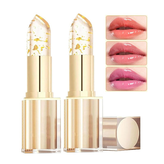 Color Changing Lipstick, Gold Crystal pH Color-Changing Lipstick 24HR Transferproof Lip Gloss,Moisturizing Tinted Lip Balm,Mother's Day & Birthday Gifts, Teacher Gifts for Women (2Count (Pack of 2))