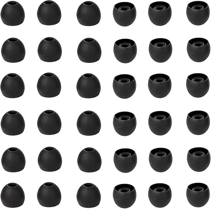 CYADCI 36 Pieces Small Earbud Tips Soft and Comfortable Silicone Earbud Tips Ear Bud Replacement Pieces Silicone Fit Most in-Ear Headphones，Inner Hole 3.8mm -5.5mm，Small Black Replacement Eartips
