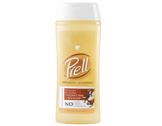 Prell Coconut Milk + Rice Watercolor Safe Anti-Breakage Repairing Shampoo for Damaged Hair, 13.5 fl.oz