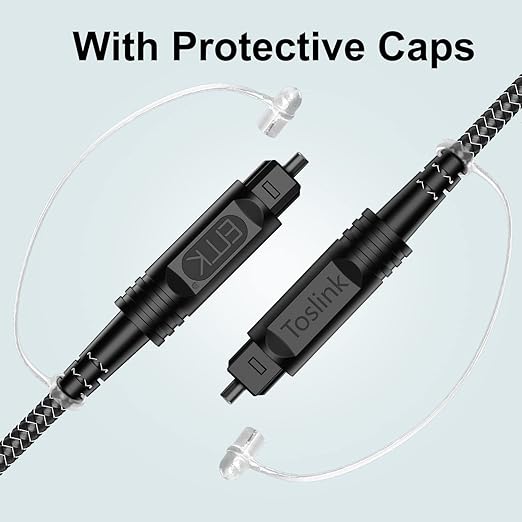 EMK Digital Optical Audio Cable [10 Feet/3M] - Slim Nylon Braided Toslink Fiber Optic Cable for Sound Bar, TV, Home Theater, PS4, Xbox, Blu-Ray Player & More - High-Speed SPDIF (Black1)