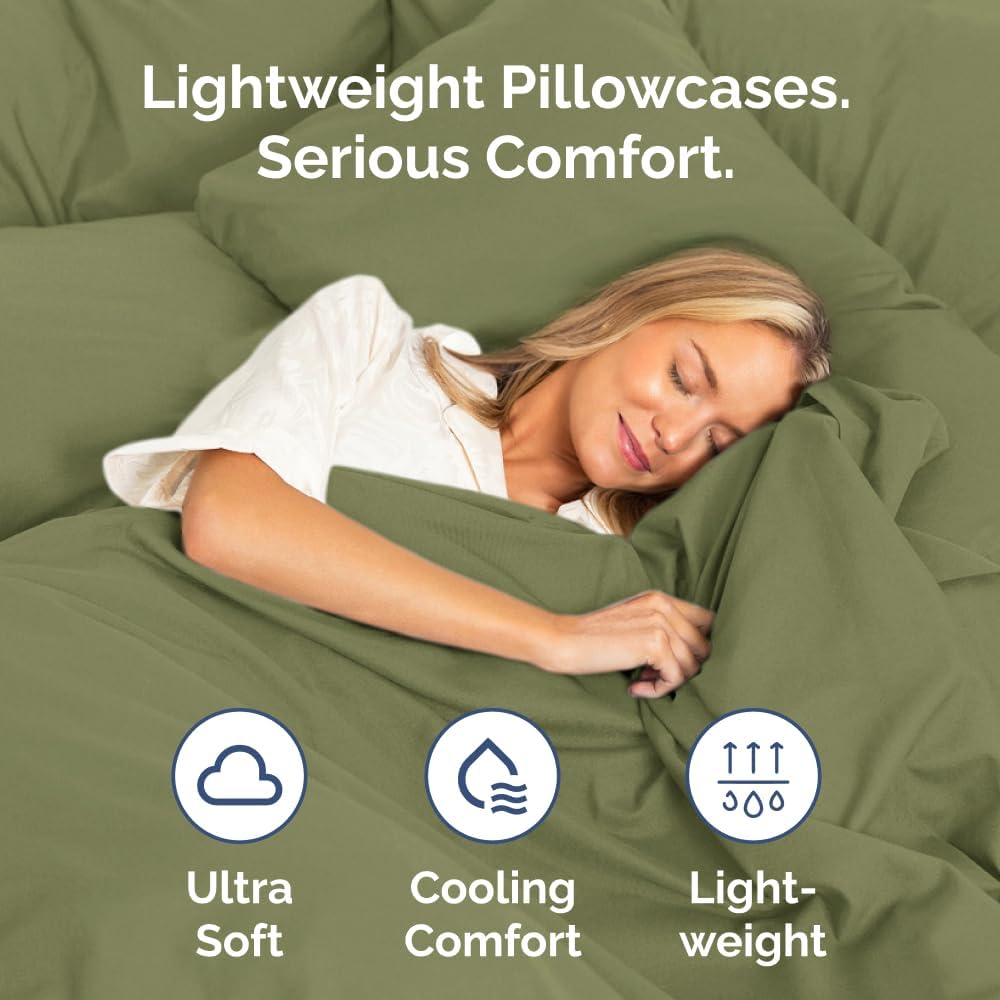 Queen Pillow Cases by [Brand Name] - Ultra Soft Hotel Quality Covers | Wrinkle-Free & Stain Resistant - 4 Piece Set in Sage Green