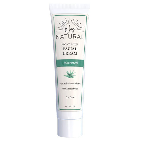 Way Natural Goat Milk Lotion, Fragrance-Free - Natural Facial Moisturizer for Women & Men w/Aloe - Hydrating Face Moisturizer for Dry Skin, Day & Night - Unscented Goat Milk Face Cream - 2oz Tube