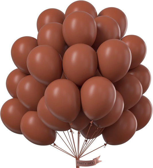PartyWoo Brown Balloons - 51 Pcs 12 Inch Dark Brown Latex Balloons for Weddings & Celebrations