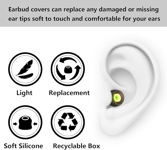 MMYQXI Silicone Replacement Earbud Tips Earbud Covers Ear Tips Fit for in-Ear Headphones (Inner Hole 3.8mm -5.1mm) Earbud Replacement Tips 9 Pairs