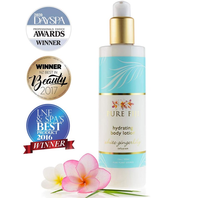 PURE FIJI Body Lotion Hydrating - Moisturizing Lotion for Dry Skin with Coconut Milk and Vitamin E, Organic Body Lotion For Women and Men, White Gingerlily Scent, 12 oz