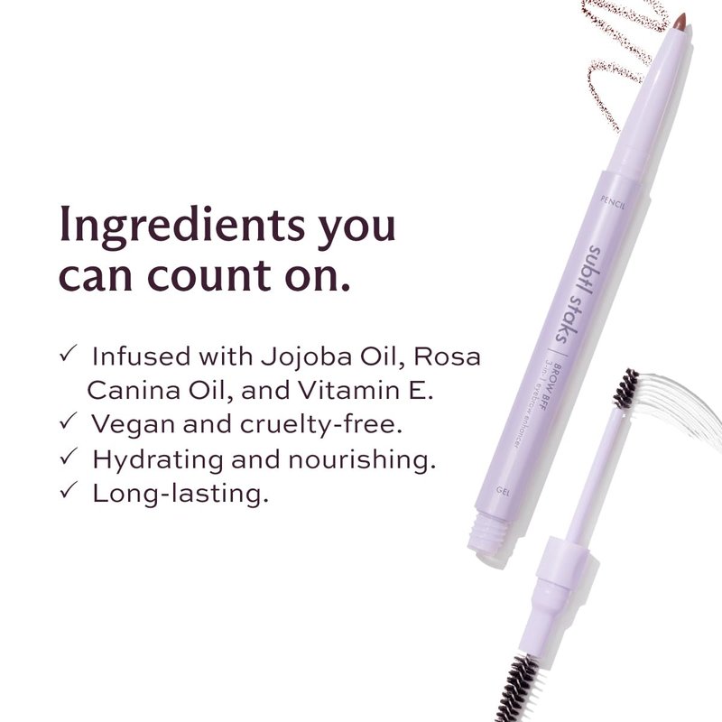 3-in-1 Brow Pencil - Vegan, Smudge-Proof, with Spoolie Brush and Clear Gel - Best Eyebrow Pencil for Fluffing, Filling, and Setting Brows, Taupe