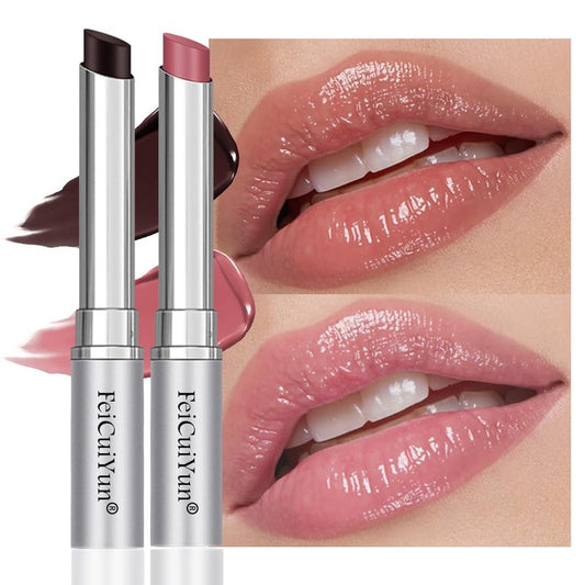 FeiCuiYun 2Pcs Black & Pink Honey Tinted Lip Balm Lip Gloss Lipstick, Sheer Hydrating Lip Gloss Tint, Moisturizing Lip Color for All Skin Tones, Nourishing Lip Balm with Natural Black Cherry