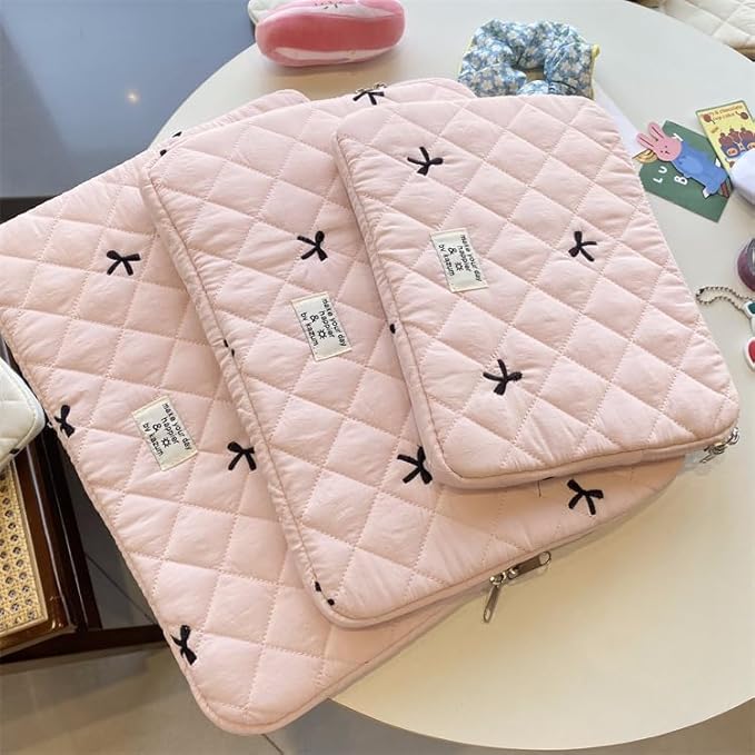 Attria Cute Bow Graphic Carrying Laptop Bag Y2K Preppy Laptop Sleeve Case Bag Kawaii Pad Computer Protect Case Pouch (15-15.6 inch,Pink)