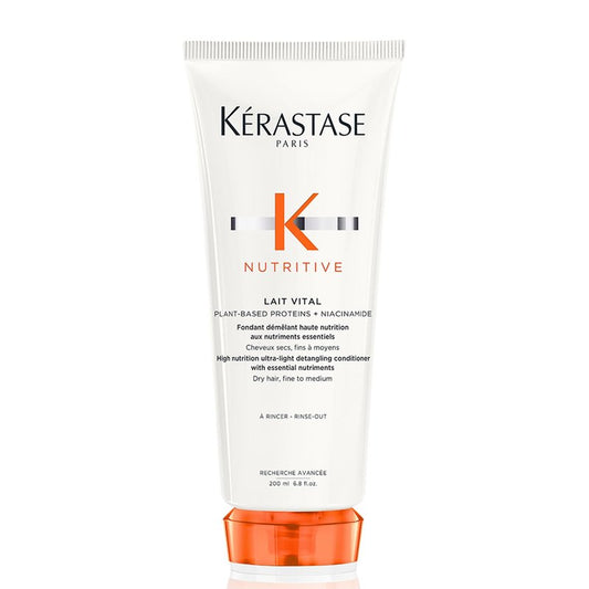 Kerastase Nutritive Lait Vital Hydrating Conditioner For Fine to Medium Dry Hair - Illuminates Shiny Hair and Easily Detangles, With Plant-Based Proteins & Niacinamide, 2.5 Fl Oz, Travel Size
