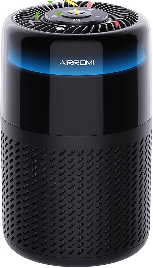 AIRROMI HEPA Air Purifier for Bedroom&Home,Pet Air Purifier for Home Pets,Removes Pet Odor,Cat Litter Smell,Dust,Smoke&Allergies,Quiet Room Air Purifier with Scents,360°Air Cleaner,A2005 Black