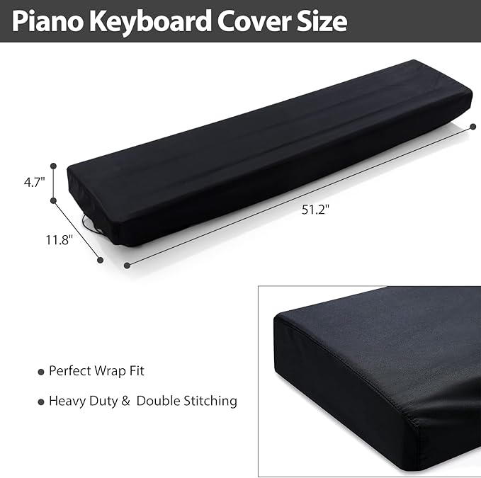 YNester 88 Keys Piano Keyboard Dust Cover -Adjustable Protective Covers Dust & Dirt Proof, Full Cover Elastic Cord Lock Easy Installation for Yamaha, Casio, RockJam,Alesis Digital Pianos