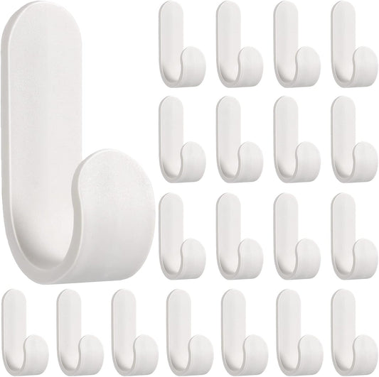 Yulejo Adhesive Wall Hangers - Durable White Hooks for Towels, Jackets & Kitchenware (20 Pack)